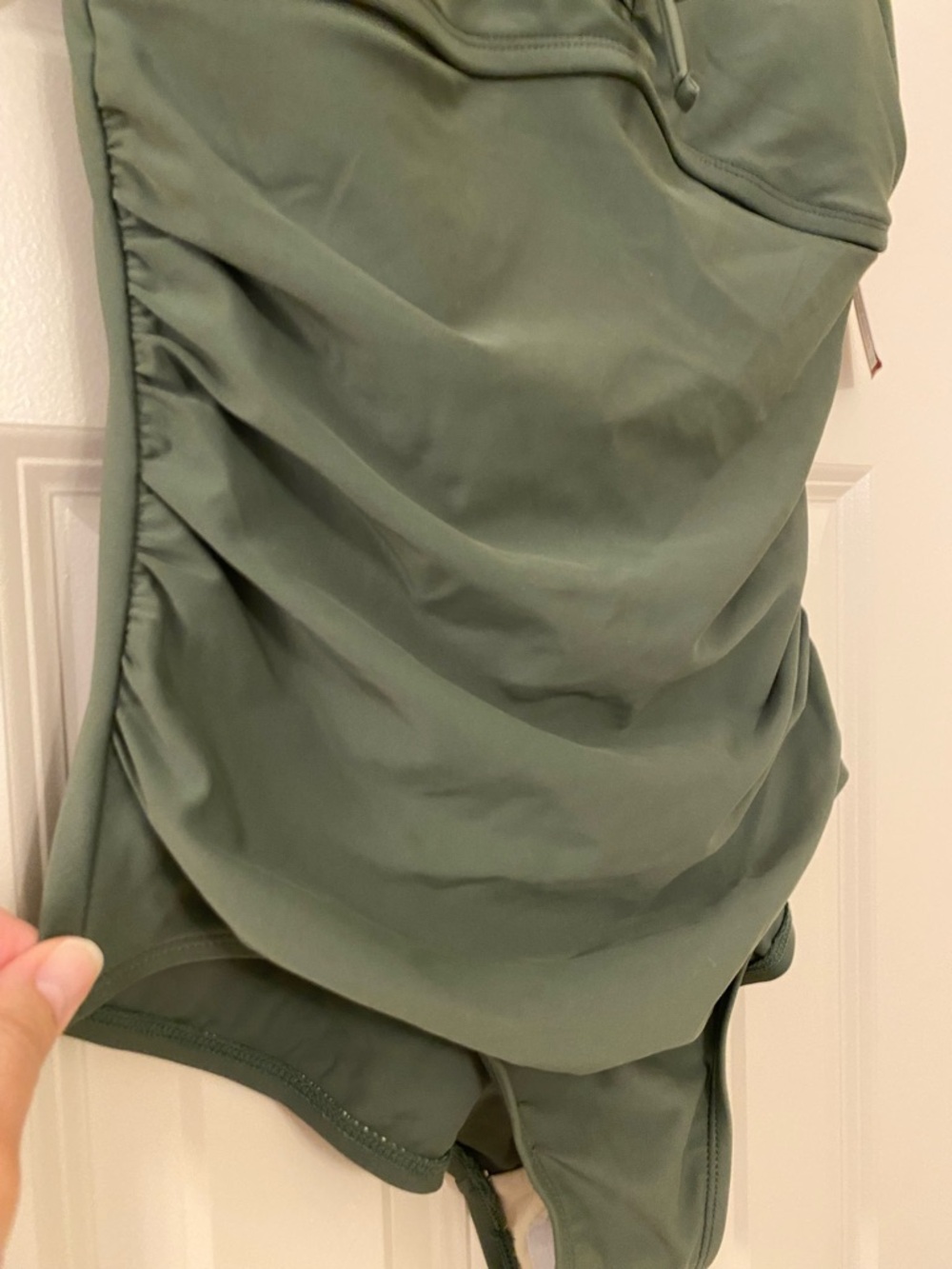NWT Merona M Olive Green Scallop One-Piece Swimsuit - Picture 2 of 8